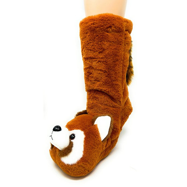 Red Panda - Women's Plush Animal Slipper Socks - Crazy Like a Daisy Boutique