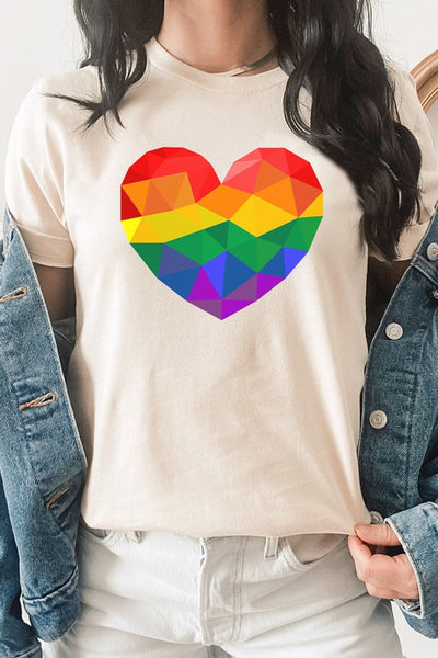 Geometric Rainbow Pride Heart LGBTQ Graphic Tee