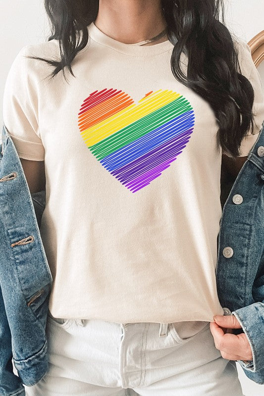 Rainbow Scribble Heart LGBTQ Pride Graphic Tee