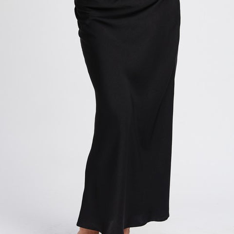SATIN MIDI SKIRT WITH LACE DETAIL - Crazy Like a Daisy Boutique