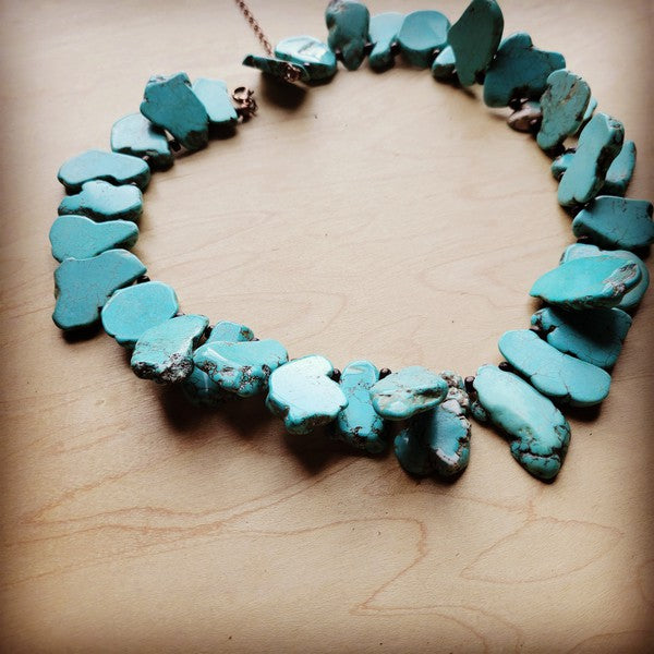 Chunky Blue Turquoise Slab Collar Necklace