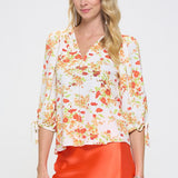 Made in USA Flower Print V neck Top - Crazy Like a Daisy Boutique #