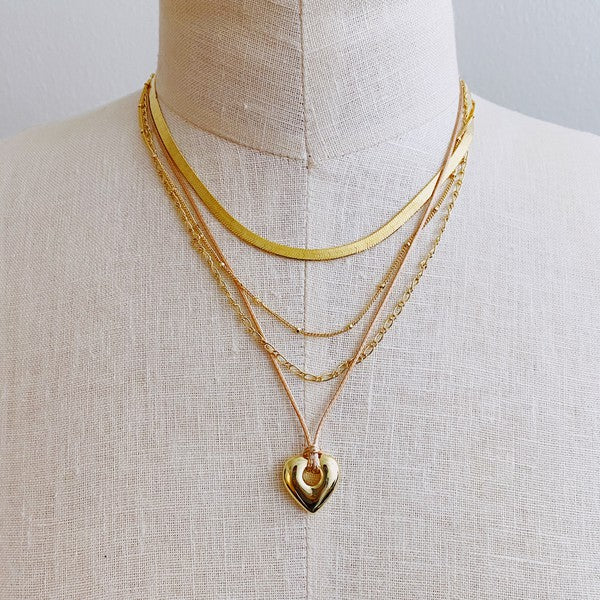 Perfectly Layered Heart And Chain Necklace - Crazy Like a Daisy Boutique #