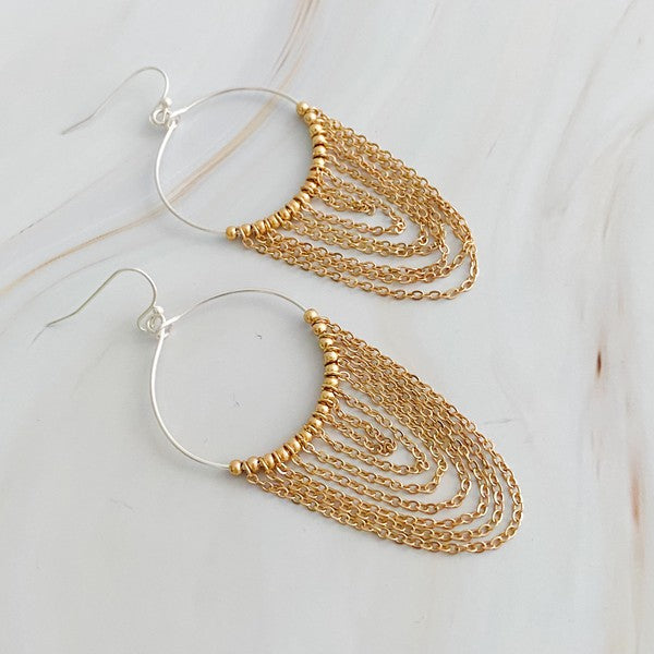 Chain Drapes Two Tone Earrings - Crazy Like a Daisy Boutique