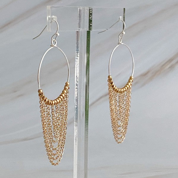 Chain Drapes Two Tone Earrings - Crazy Like a Daisy Boutique #