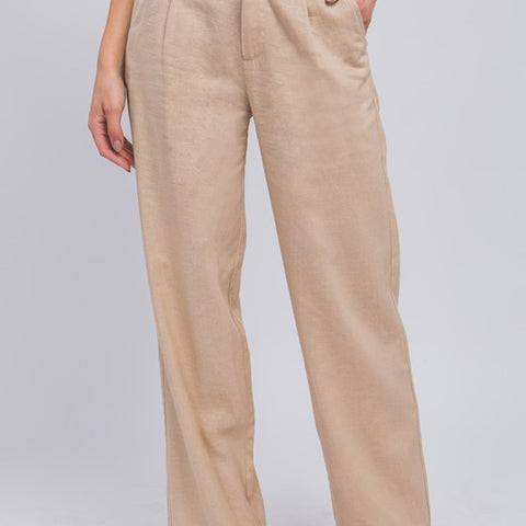 Linen Front Creased Pants