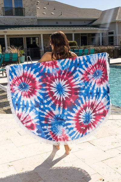 Patriotic Tie Dye Oversized Beach Towel