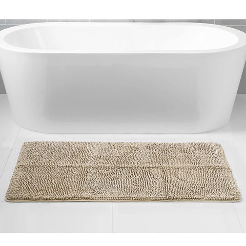 Taupe Chenille Bath Mat Soft Bathroom Rug