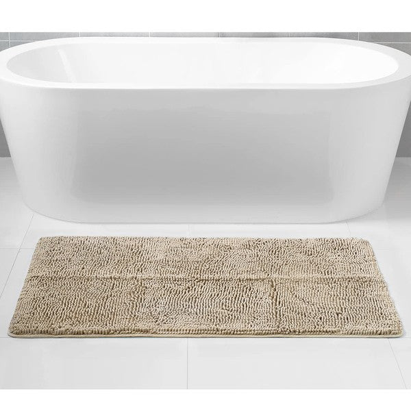 Taupe Chenille Bath Mat Soft Bathroom Rug - Crazy Like a Daisy Boutique #