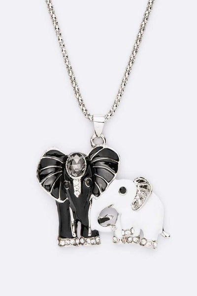 Mother And Child Elephant Pendant Long Necklace - Crazy Like a Daisy Boutique #