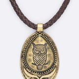Vintage Owl Pendant Braided Leather Necklace - Crazy Like a Daisy Boutique #
