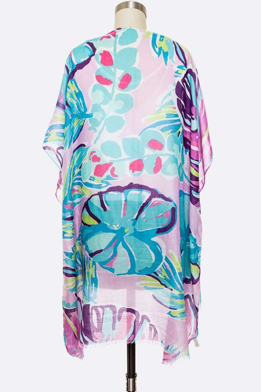 Tropical Floral Print Light Weight Kimono Cardigan - Crazy Like a Daisy Boutique #