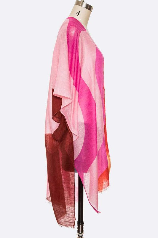 Swirly Color Print Light Weight Kimono Cardigan - Crazy Like a Daisy Boutique #
