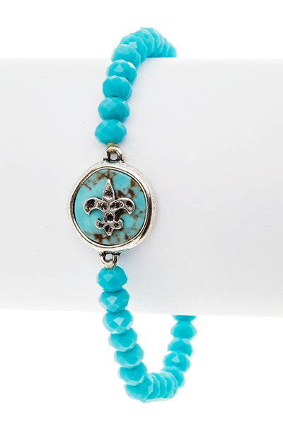 Fleur De Lis Turquoise Charm Bracelet