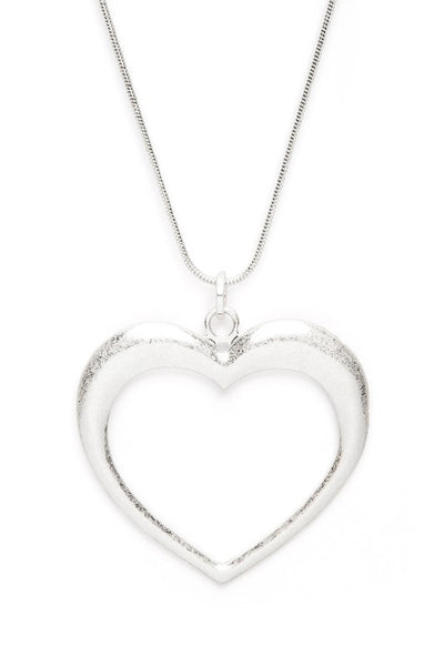 Open Heart Long Pendant Necklace Set