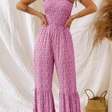 Smocked Printed Wide Strap Jumpsuit - Crazy Like a Daisy Boutique #