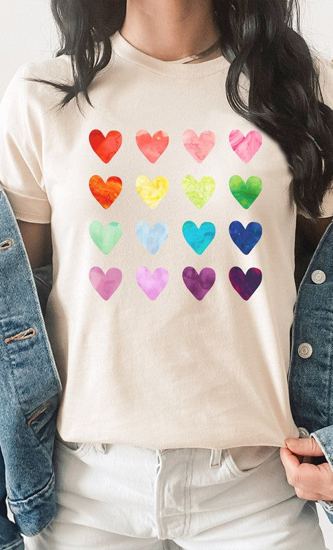 Watercolor Rainbow Heart PLUS SIZE Graphic Tee