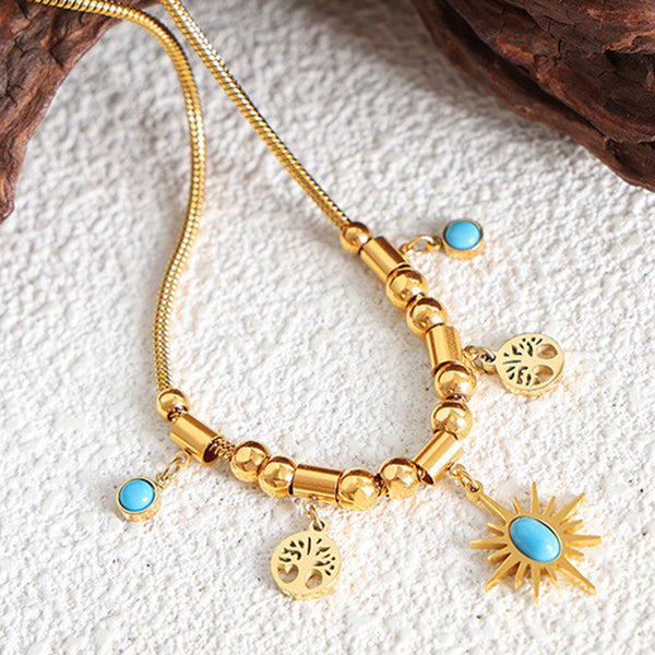 Gold-Plated Titanium Steel Charm Necklace - Crazy Like a Daisy Boutique #