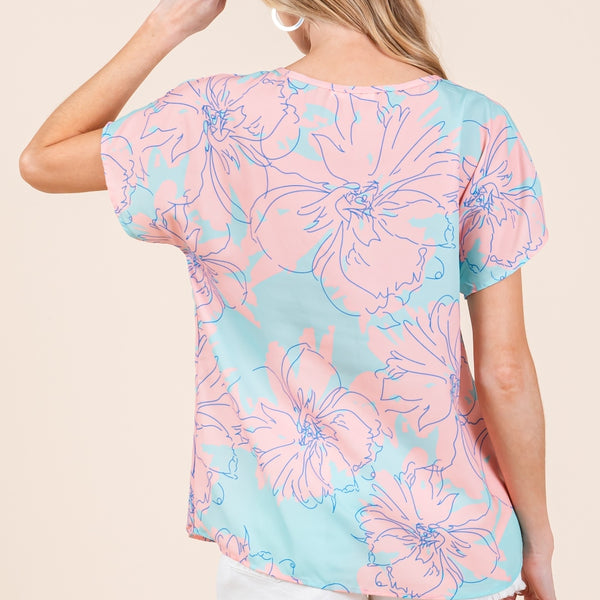 BOMBOM Floral Short Sleeve T-Shirt