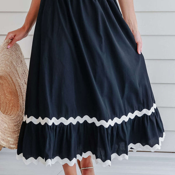 Contrast Trim Elastic Waist Skirt