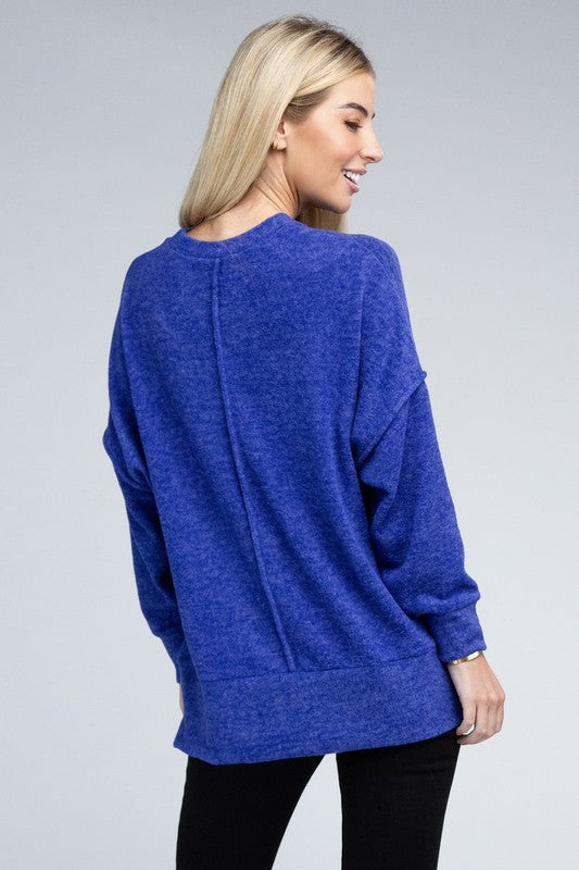 Brushed Melange Drop Shoulder Oversized Sweater - Crazy Like a Daisy Boutique