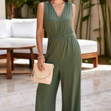 Surplice Wide Strap Jumpsuit with Pockets - Crazy Like a Daisy Boutique #