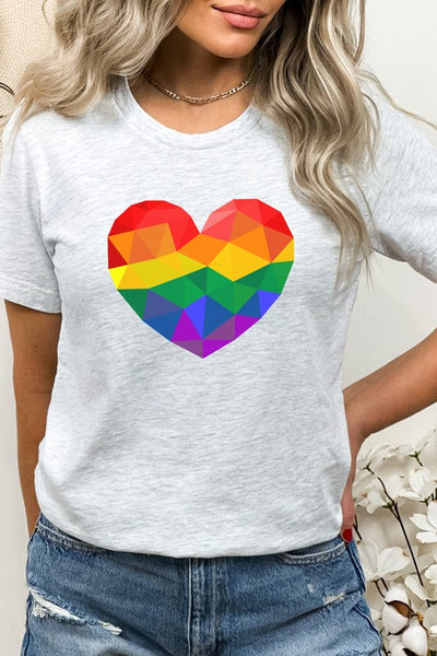 Geometric Rainbow Pride Heart LGBTQ Graphic Tee