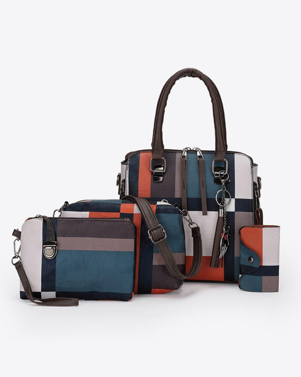 4-Piece Color Block PU Leather Bag Set - Crazy Like a Daisy Boutique