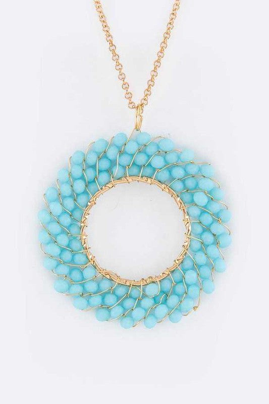 Beaded Hoop Pendant Necklace - Crazy Like a Daisy Boutique #