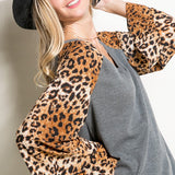 SOLID AND CHEETAH MIXED BLOUSE TOP - Crazy Like a Daisy Boutique #