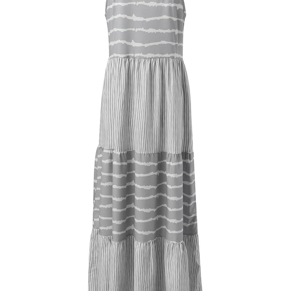 Tiered Striped Sleeveless Cami Dress