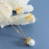 Titanium Steel Bow & Bead Pendant Necklace - Crazy Like a Daisy Boutique #