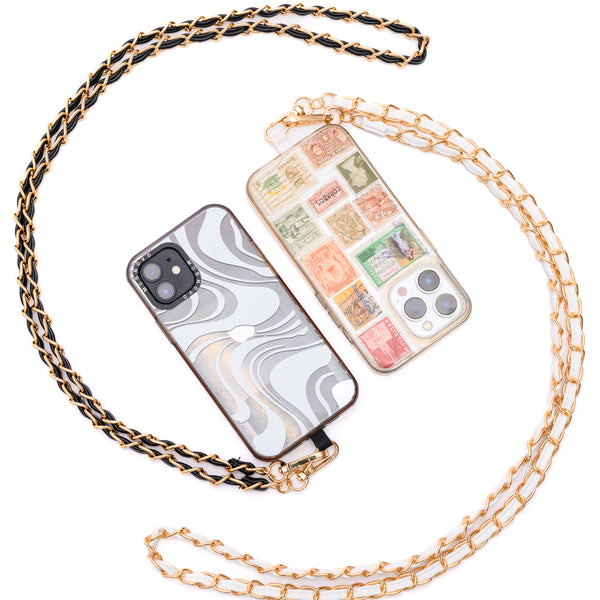 PU Leather Gold Chain Cell Phone Lanyard Set of 2