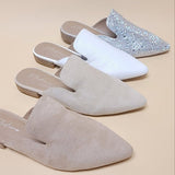 GEM-39 - POINTED TOE SLIP ON MULE FLATS - Crazy Like a Daisy Boutique