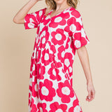 BOMBOM Flower Print Ruched Dress - Crazy Like a Daisy Boutique #