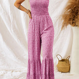 Smocked Printed Wide Strap Jumpsuit - Crazy Like a Daisy Boutique #