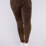 Plus Mineral Washed Wide Waistband Yoga Leggings - Crazy Like a Daisy Boutique #