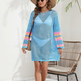 Openwork Contrast Long Sleeve Cover-Up - Crazy Like a Daisy Boutique #