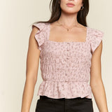 Floral print ruffled top - Crazy Like a Daisy Boutique