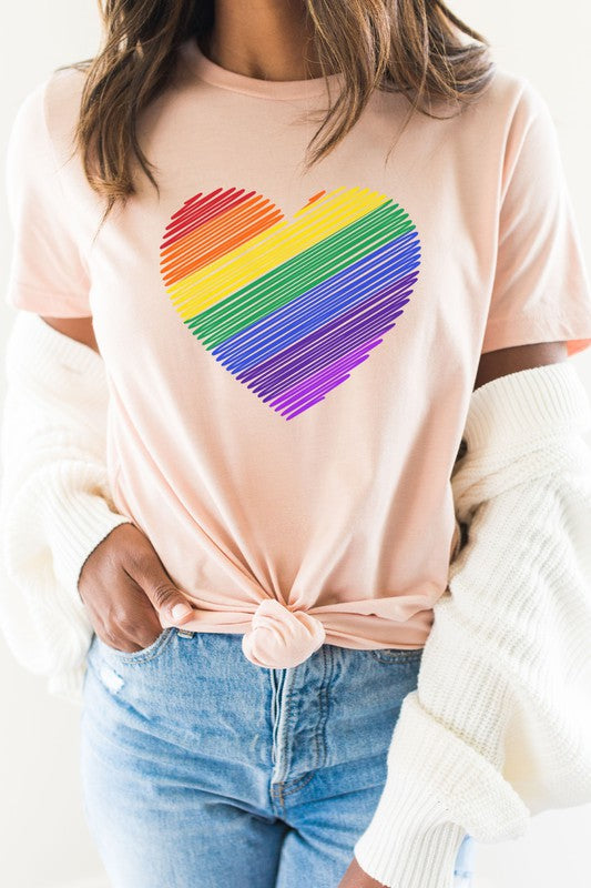 Rainbow Scribble Heart LGBTQ Pride Graphic Tee