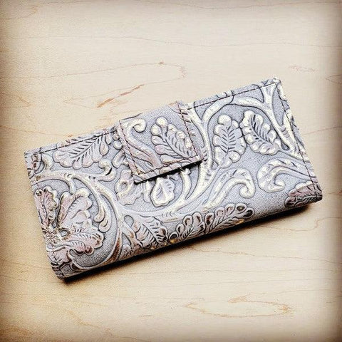 Embossed Leather Wallet in Gilded Cowboy w/ Snap - Crazy Like a Daisy Boutique