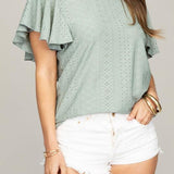 Embroidered eyelet top with wing sleeve - Crazy Like a Daisy Boutique