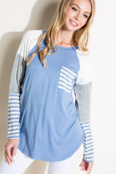 SOLID STRIPE COLOR BLOCKED TOP - Crazy Like a Daisy Boutique #