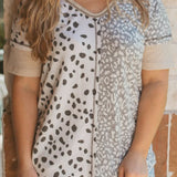 Plus Size Leopard V-Neck Short Sleeve T-Shirt - Crazy Like a Daisy Boutique #