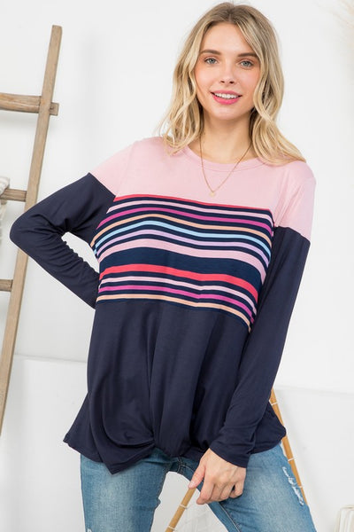 SOLID STRIPE MIX COLORBLOCK TOP - Crazy Like a Daisy Boutique #
