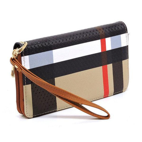 Plaid Check Printed Zip Around Wallet Wristlet - Crazy Like a Daisy Boutique