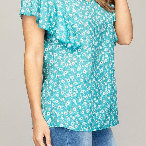 V neck top with wing sleeve - Crazy Like a Daisy Boutique