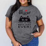 Simply Love Full Size MEOW THIS IS THE BEST DAY EVER! Graphic Cotton T-Shirt - Crazy Like a Daisy Boutique #