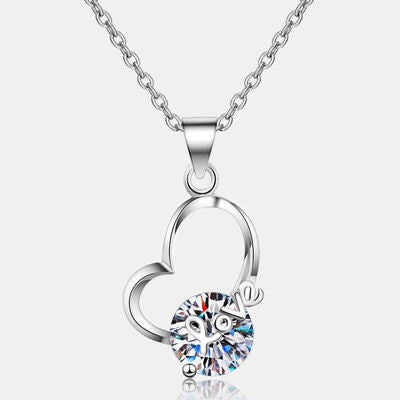 2 Carat Moissanite Heart 925 Sterling Silver Necklace - Crazy Like a Daisy Boutique #