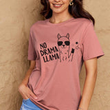Simply Love Full Size NO DRAMA LLAMA Graphic Cotton Tee - Crazy Like a Daisy Boutique #